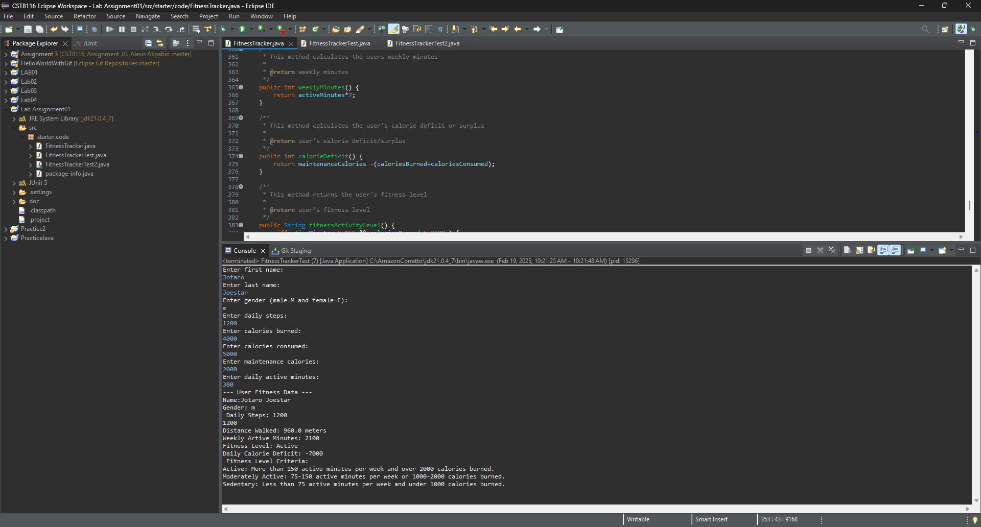 Fitness Tracker Project Screenshot